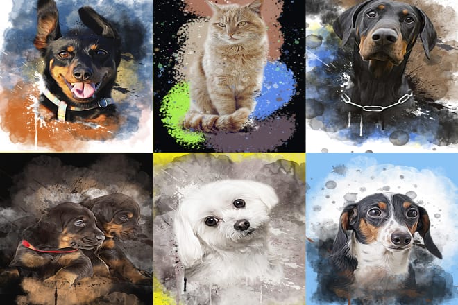 I will custom watercolor pet portrait oil painting of your pet