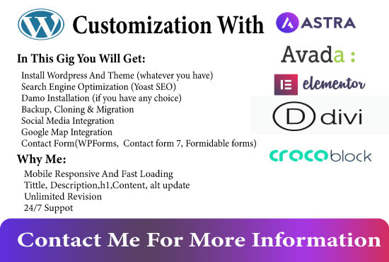 I will customize your astra pro or avada theme using elementor page builder