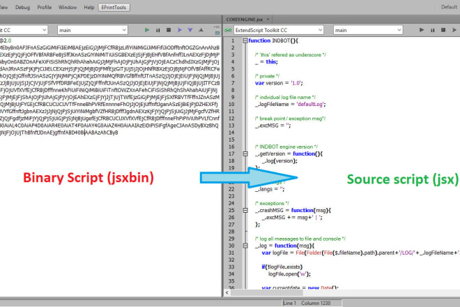 I will decode or convert adobe binary script jsxbin to source script jsx
