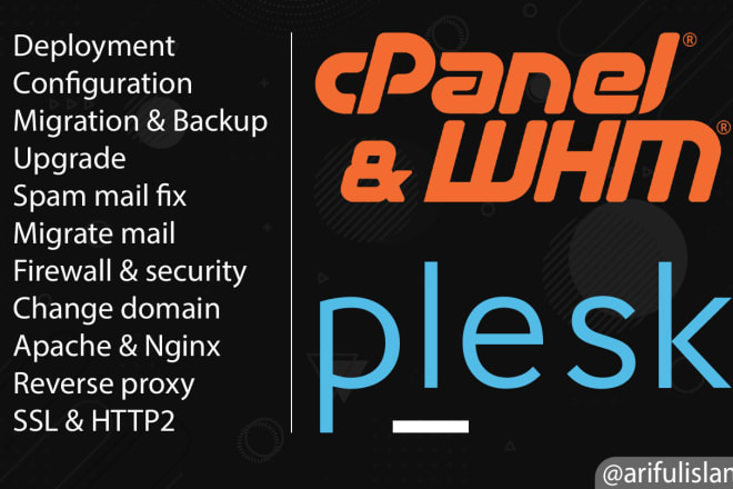I will deploy, fix, migrate, update, cpanel whm and plesk server