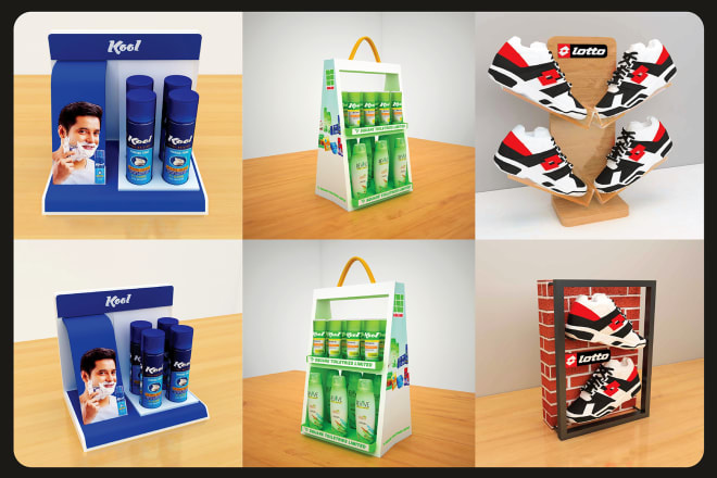 I will design 3d product display and retail display solutions