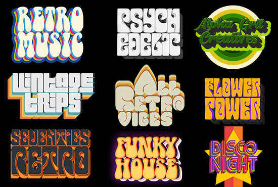 I will design 70s retro text logo in 24hours