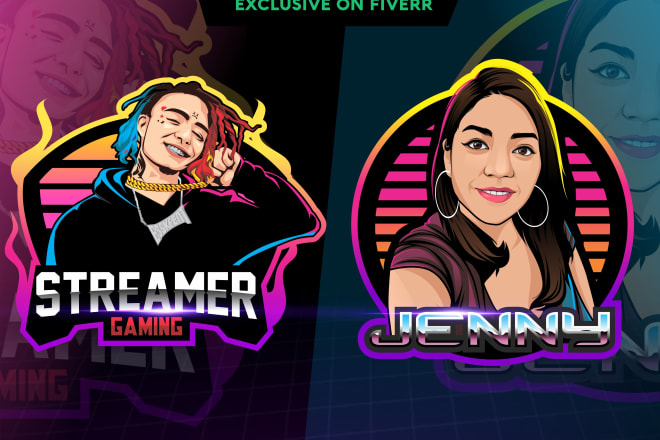 I will design 80s retro gaming twitch, mascot and avatar logo