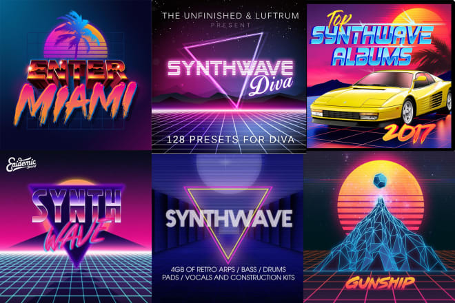 I will design 80s retro, mixtape synthwave album,single cover art