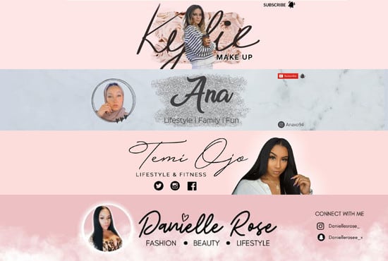 I will design a beauty blogger youtube banner, channel art