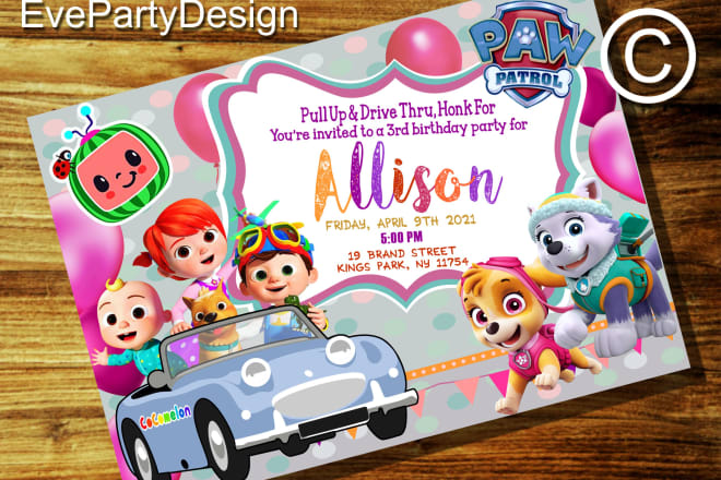 I will design a cocomelon birthday invitation for your kid party