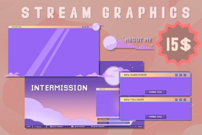 I will design a cute animated twitch stream overlay with logo