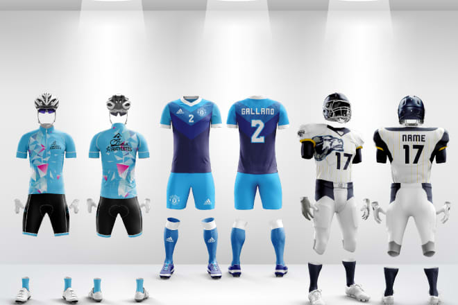 I will design a soccer kit or other sportswear in 3d mock up