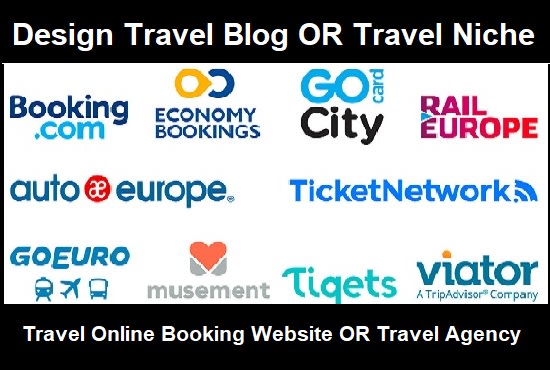 I will design a travel blog or travel online booking website or a travel agency