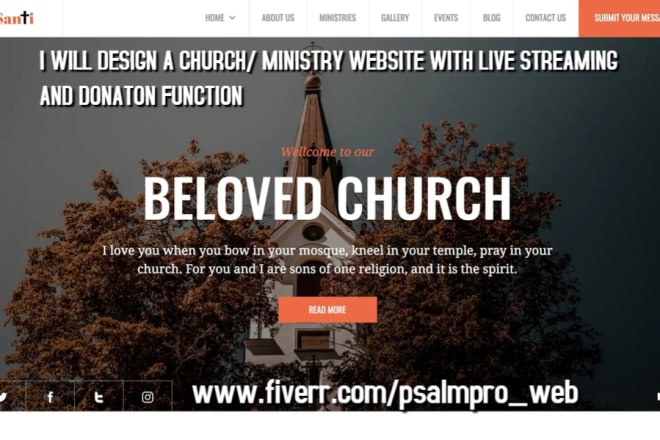 I will design a unique church website with live streaming functionality for you