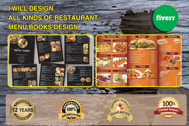 I will design all kinds of restaurant menu books design