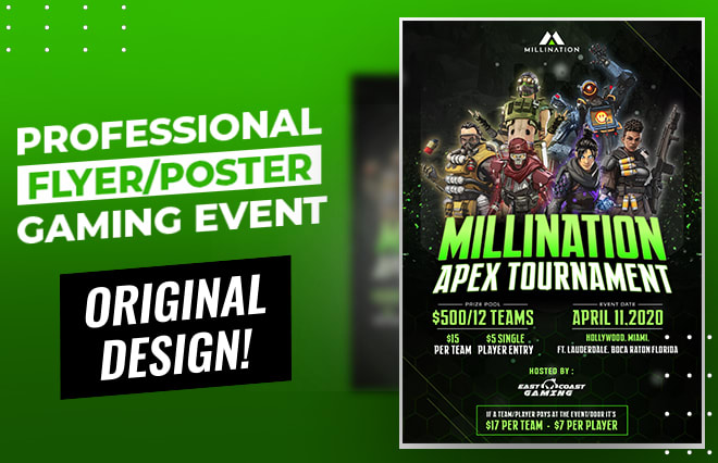 I will design an professional flyer or poster for gaming event