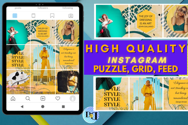 I will design attractive and stylish instagram puzzle grid feed post