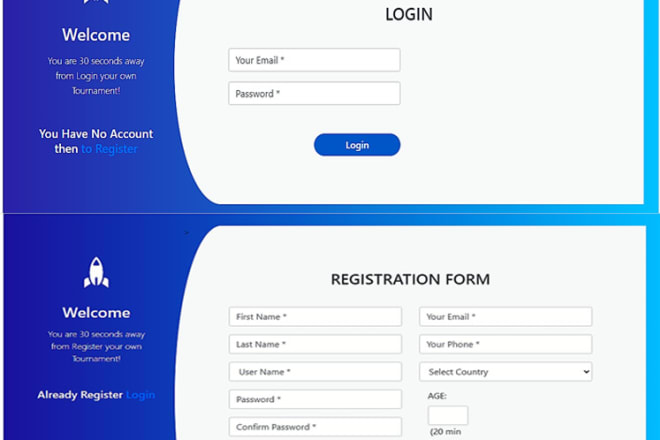 I will design attractive login page and registration form