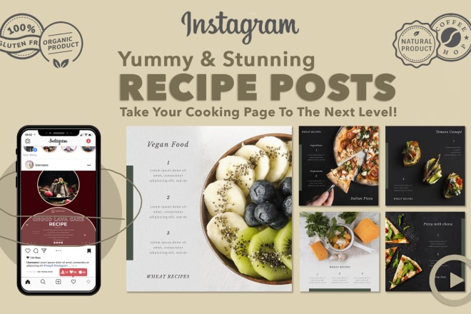 I will design attractive recipe posts for cooking, health, nutrition instagram pages