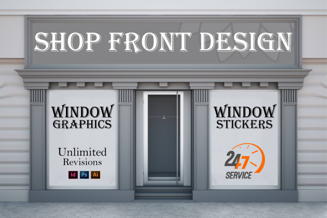 I will design attractive shop front, store front window graphics and signage designs