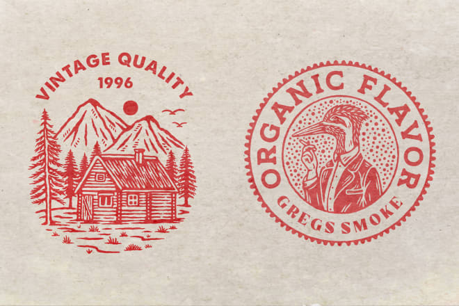 I will design awesome vintage logo with hand drawn illustrations for your project