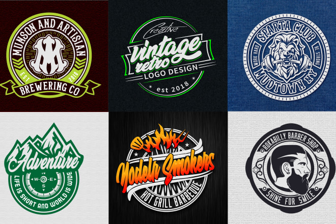 I will design awesome vintage retro badge hipster round logo