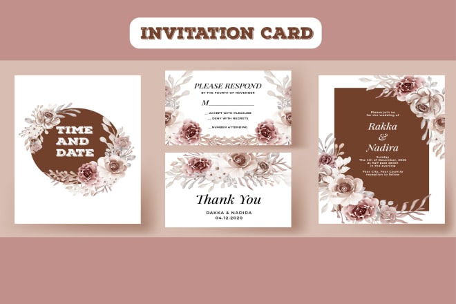 I will design beautiful and attractive wedding invitation cards
