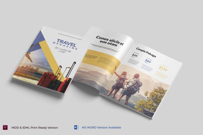 I will design creative travel brochure or travel magazine