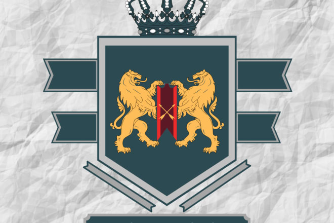 I will design custom heraldic family crest coat of arms logo