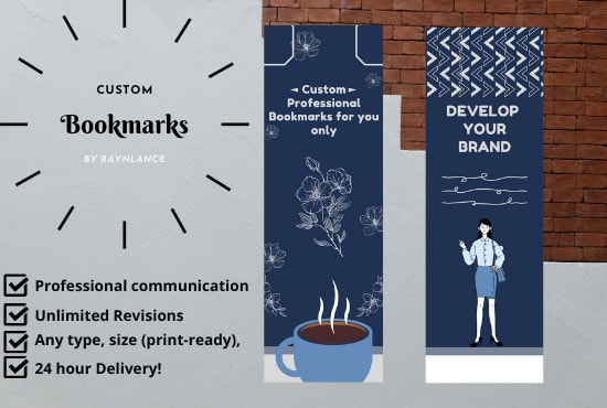 I will design custom modern bookmarks for you in 24 hours