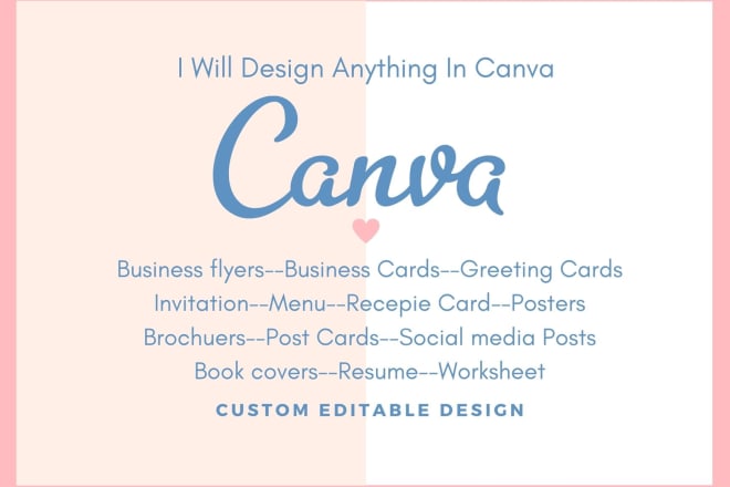 I will design editable pdf, ebook, worksheet, menu, planner, poster canva design