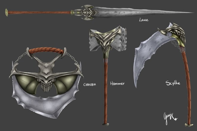 I will design fantasy weapons for your character or game