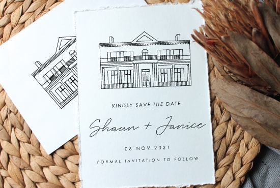 I will design hand drawn venue state country map illustration invitation card