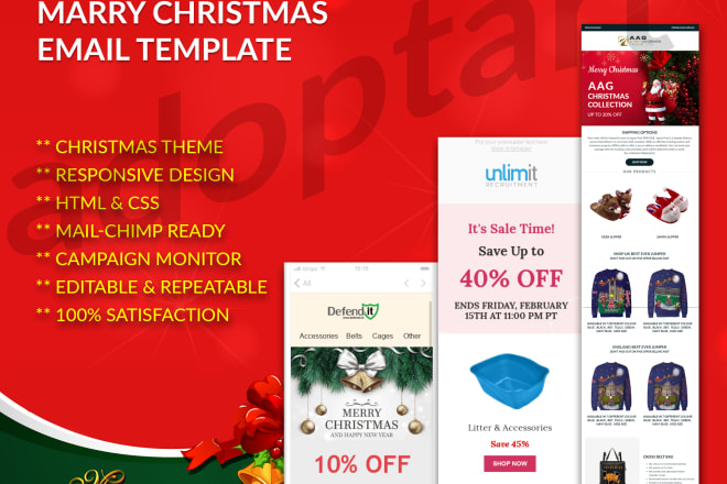 I will design, HTML responsive christmas email template