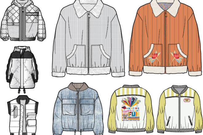 I will design jacket and outerwear cad sketch and tech pack