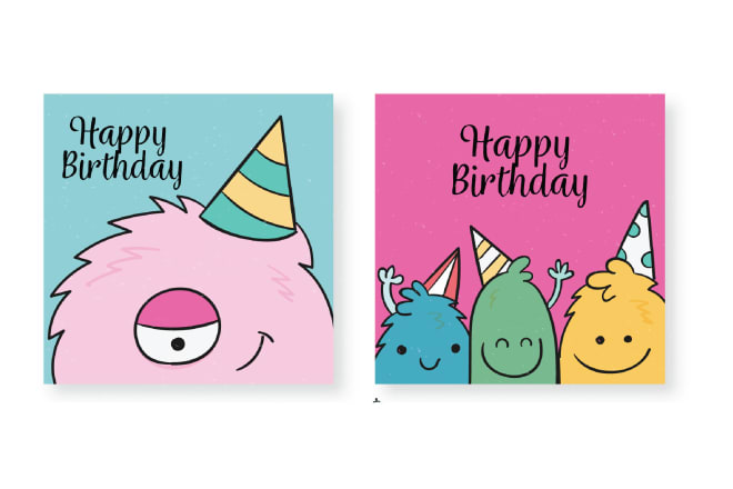 I will design kids birthday greeting cards and backdrop