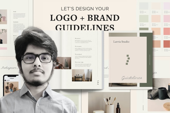 I will design minimal logo and brand guidelines book