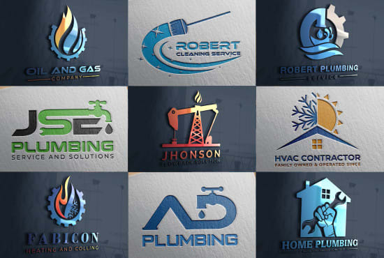 I will design plumbing heating cleaning air conditioning hvac oil gas logo