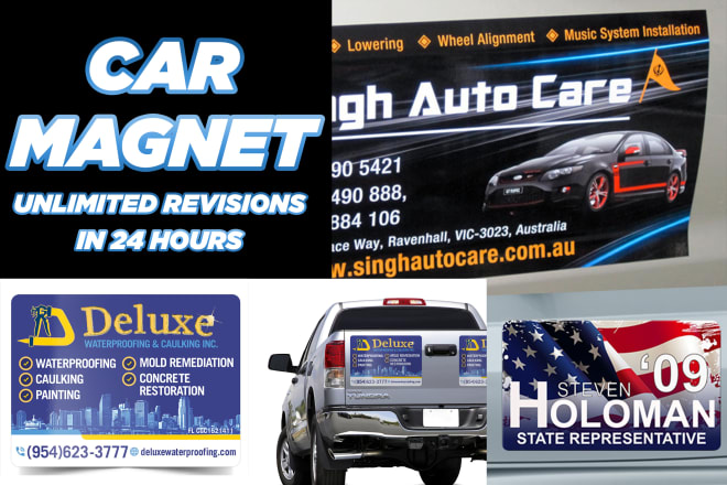 I will design professional car door magnets, truck door magnets or magnetic car