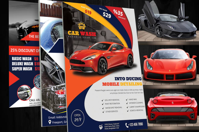 I will design professional carwash, auto detailing flyer within 24hrs