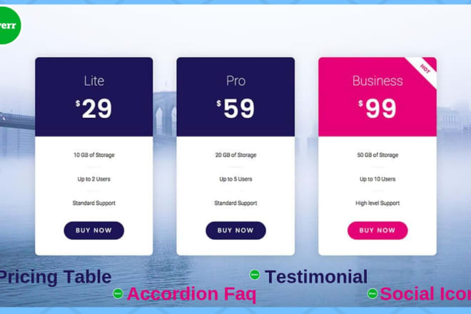 I will design professional pricing table n testimonial for your website