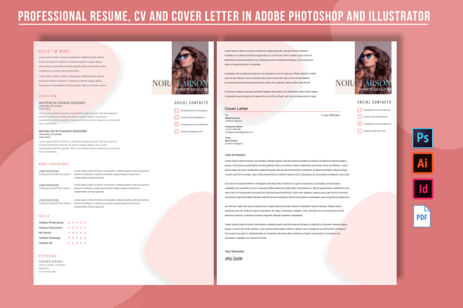 I will design professional resume, cv and cover letter in photoshop