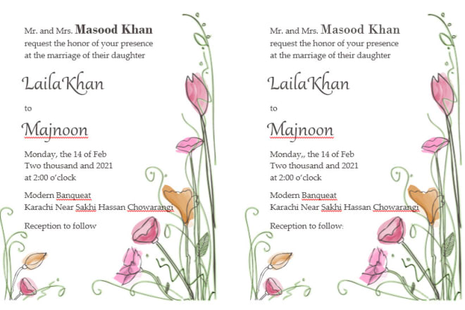 I will design professional wedding cards on very low price