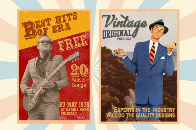I will design retro vintageposters or banners