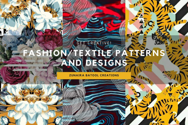 I will design textile fashion patterns seamless prints and repeats