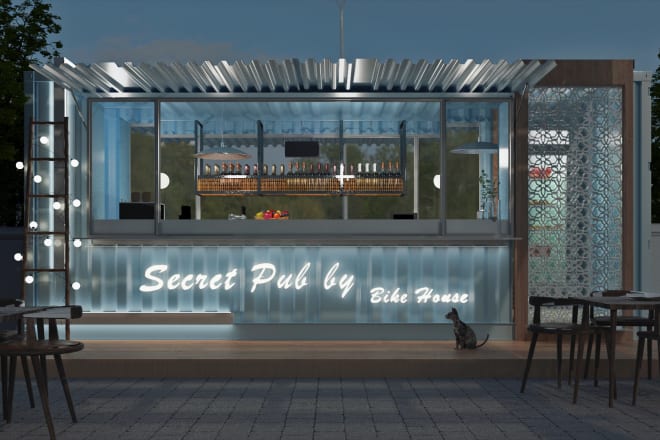 I will design you an exterior for your small container cafe