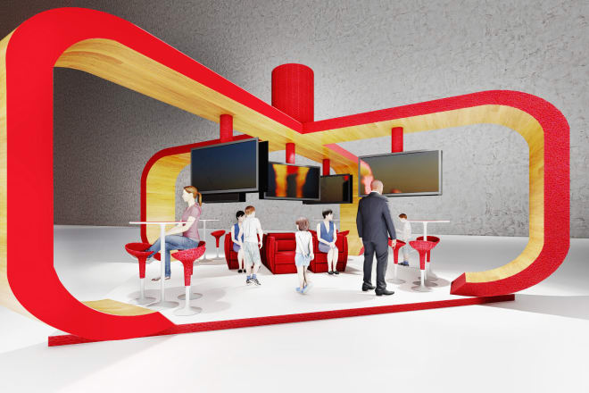 I will design your 3d exhibition booth, kiosk, stand