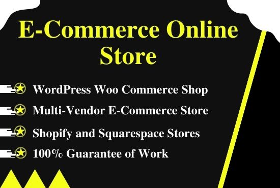I will develop and review e commerce online store in woo commerce shopify squarespace