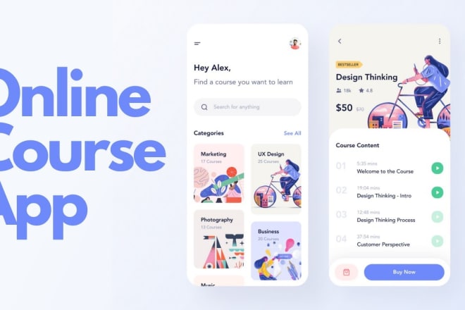 I will develop online course app, elearning app and website like udemy, skillshare