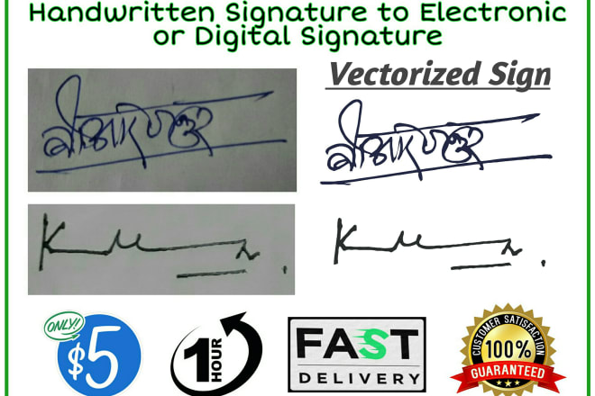 I will digitize your handwritten signature to transparent vector