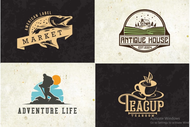 I will do 2 vintage retro logo design with brand style guides