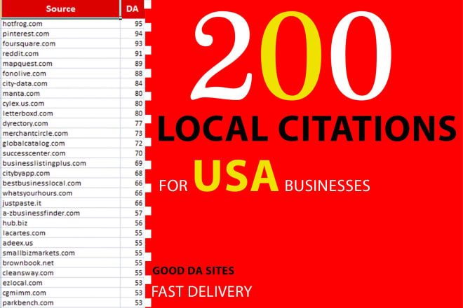 I will do 200 USA local citations and local seo listing