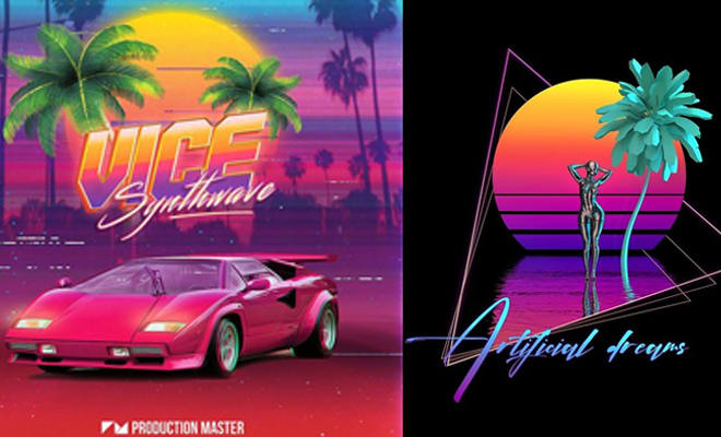 I will do 80s synthwave retro vintage style neon and chrome 3d logo