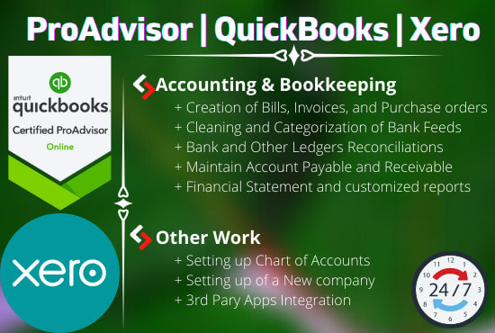 I will do accounting and bookkeeping in quickbooks online, xero, and microsoft excel